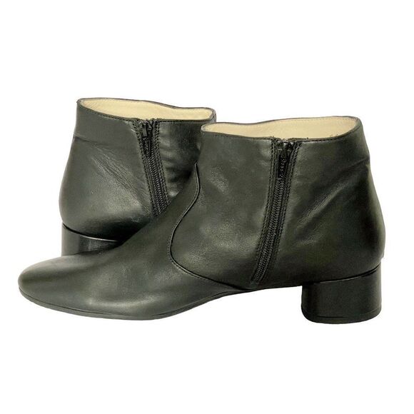 Almalfi Black Rangoni Booties 11M Soft Leather Round Toe Side Zip Italy NEW - Picture 2 of 7